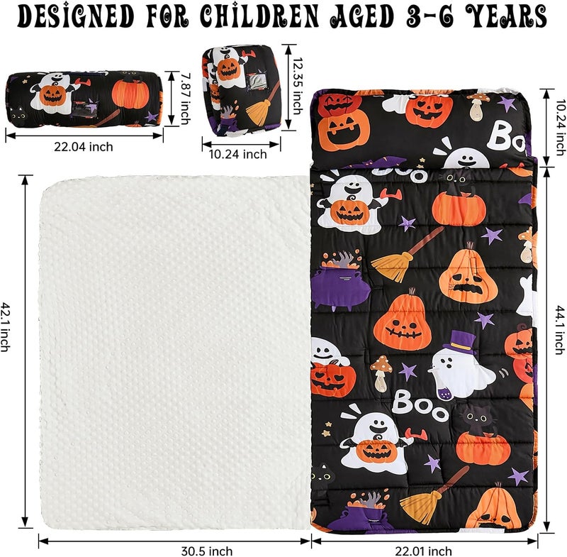 Anibedding Toddler Nap Mat with Pillow, Halloween Style Slumber Bags for Kids Daycare Preschool Travel Camping - Image 2